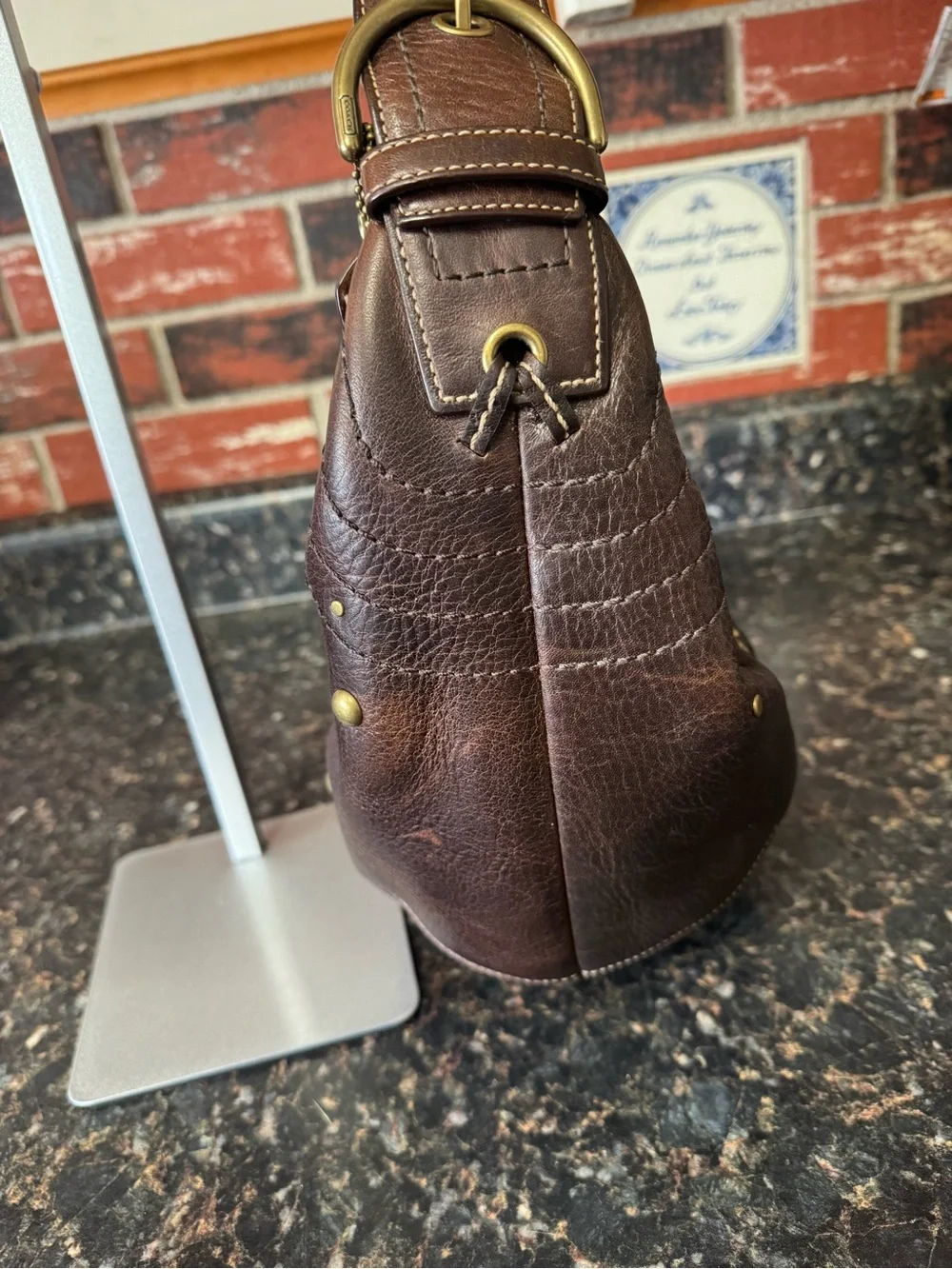 RARE 2006 Coach Mia 10063 Studded Leather Hobo – Mahogany Brown Y2K